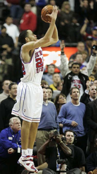 
Detroit forward Tayshaun Prince hits the game-winner with 4.4 seconds left. Associated Press
 (Associated Press / The Spokesman-Review)