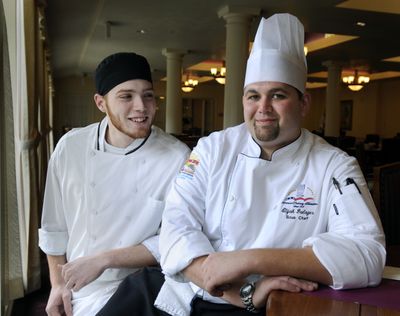 Harbor Crest Retirement Community sous chef Elijah Dalager, right, was chosen by the American Culinary Federation as Washington’s best chef. His next competition will be a regional in April, where he will be assisted by Jake Fast, left. (Dan Pelle)