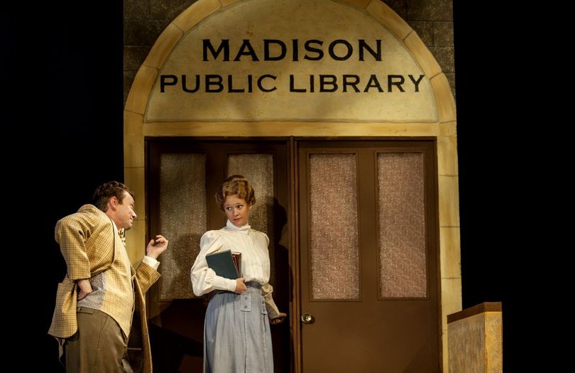 Cast members Matt Wolfe, left and Kasey Davis rehearse during Coeur d'Alene Summer Theatre’s production of 