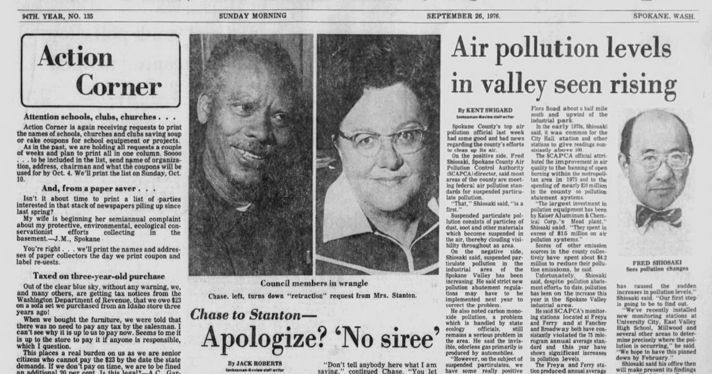 This day in history: Councilwoman demanded apology. Father Cataldo headlined trip to Cataldo Mission. Siblings manage 17-day trip in scow across Idaho