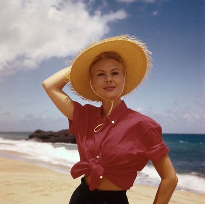 American actor Mitzi Gaynor visits Hawaii to film the Rodgers and Hammerstein musical 