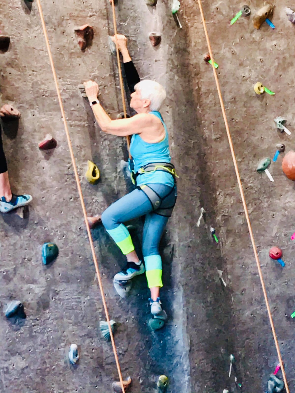 Theresa O’Neill, shown rock climbing at Wild Walls, took up the sport in recent years.  (Courtesy of family)