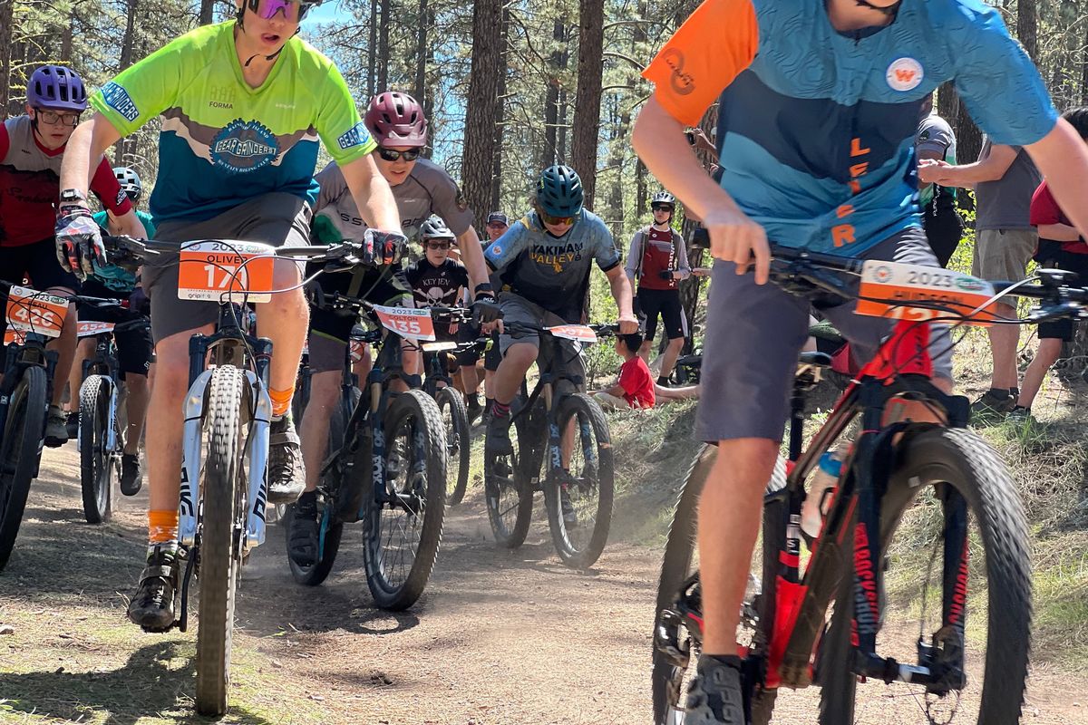 Young cyclists compete in the Riverside Rumble in Riverside State Park’s Seven Mile area on Sunday.  (Photo by Quinn Welsch)