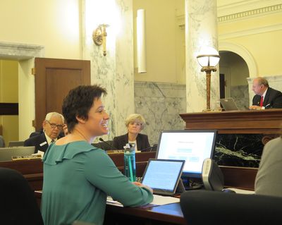 Angela Hemingway, executive director of the STEM Action Center, makes her budget presentation to lawmakers on the Joint Finance-Appropriations Committee on Wednesday, Jan. 17, 2018. (Betsy Z. Russell)