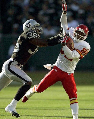 
Kansas City Chiefs receiver/returner Dante Hall, right, ranks third in career kick-return touchdowns. 
 (Associated Press / The Spokesman-Review)