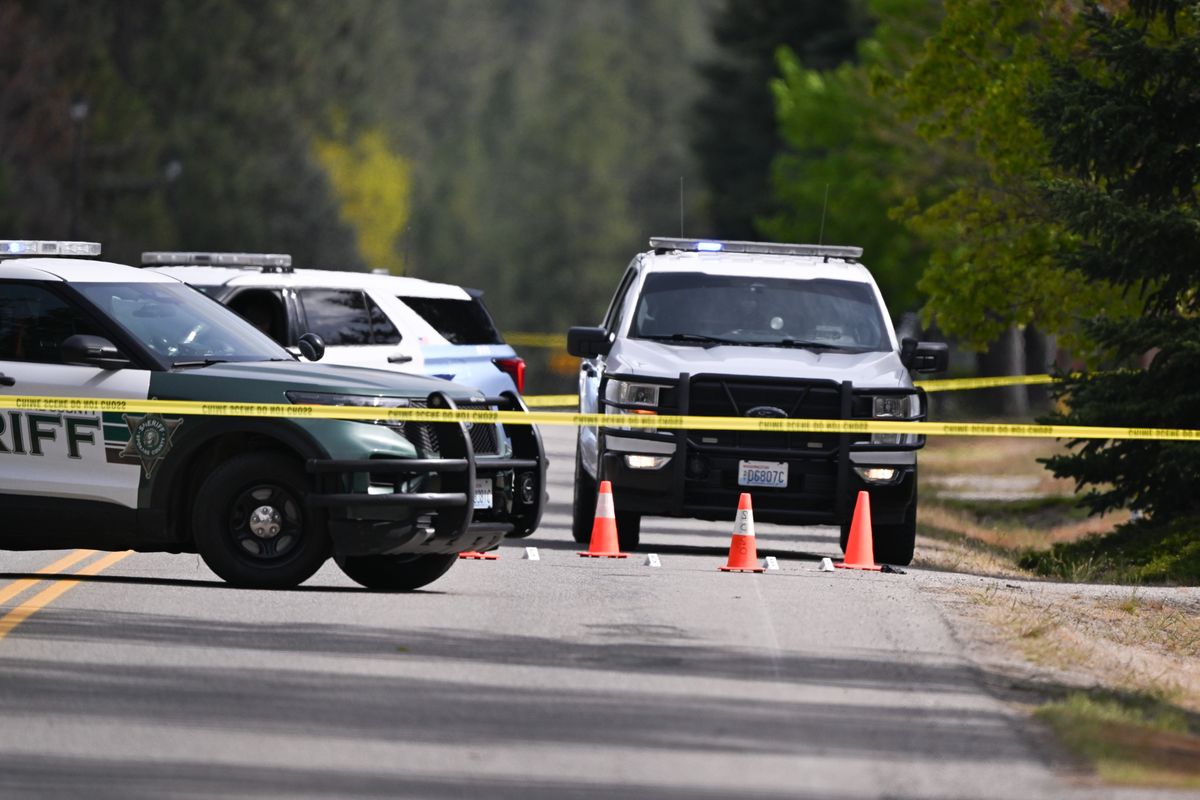 Multiple law enforcement agencies investigate the scene where a deputy was shot while responding to a burglary in progress about 2:30 a.m in the area of 16000 N. Suncrest Drive on Tuesday, Apr 28, 2026, in the Suncrest Neighborhood of Nine Mile Falls, Wash.  (Tyler Tjomsland/The Spokesman-Review)