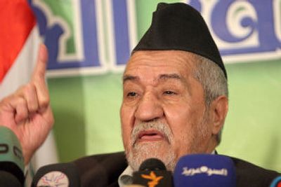
Prominent Sunni Arab politician Adnan al-Dulaimi calls for the release of an American journalist during a news conference Friday in Baghdad. 
 (Associated Press / The Spokesman-Review)