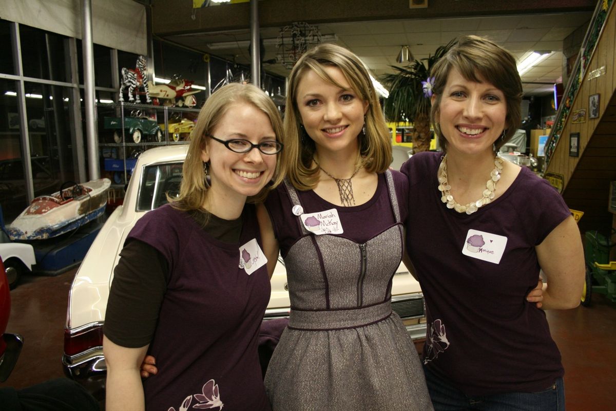 Mariah McKay, center, founded the Shrinking Violets by inviting area women to be part of a new group. Now, members meet at least monthly and plan various community and sustainable activities. Other members include, left, Crystal Clark, and right, Monique Kovalenko.
(Megan Cooley / Down to Earth NW Correspondent)