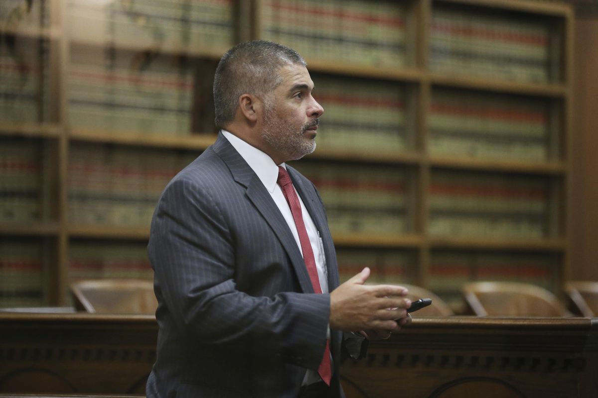 McLennan County District Attorney Abelino Reyna arrives for a hearing in 54th District Court during a hearing Oct. 17, 2018, in Waco, Texas. Local leaders say a plea deal allowing a former Baylor University fraternity president to serve no jail times highlights the outsized influence alumni play in shaping the criminal justice system in and around Waco. Jacob Walter Anderson was accused of raping a woman outside a 2016 fraternity party. The plea agreement allows him to avoid jail or being listed as a sex offender. The judge, prosecutor and defense attorney in the case all have degrees from Baylor. (Rod Aydelotte / AP)