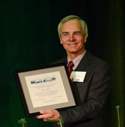Rance Block of Liberty Lake, who dedicated more than 20 years to conservation efforts with the Rocky Mountain Elk Foundation, was presented the Joan Thomas Award by the Washington Wildlife and Recreation Coalition on Sept. 24, 2013, at the Seattle Westin Hotel. (courtesy)
