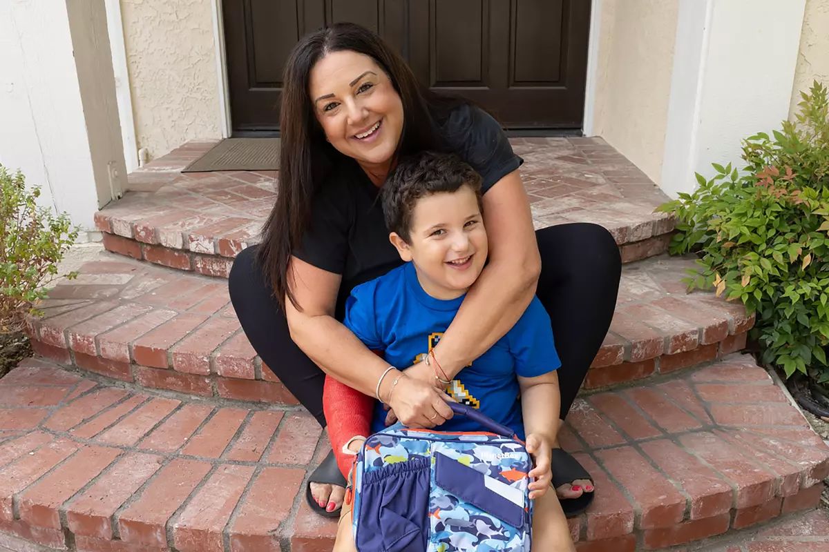 Zeitlin and son Will in West Hills, Calif., on Aug. 16.  (Myung J. Chun/Los Angeles Times)