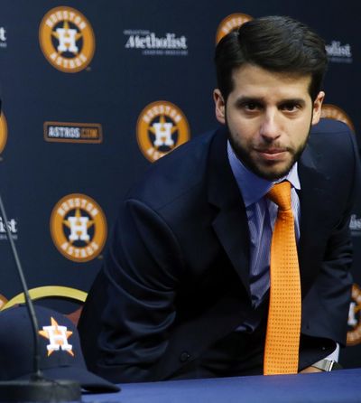 In this Jan. 17, 2018 photo, Houston Astros Senior Director of Baseball Operations Brandon Taubman attends a baseball news conference in Houston. The Astros have fired Taubman for directing inappropriate comments at female reporters following Houston’s pennant-winning victory over the New York Yankees. (Michael Ciaglo / Houston Chronicle via AP)