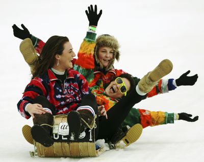 Contestants will ride old-fashioned toboggans in event held at Camden, Maine, next weekend. (Associated Press)