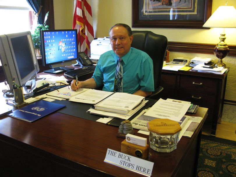 Idaho state Treasurer Ron Crane in his office in the state Capitol (Betsy Russell)