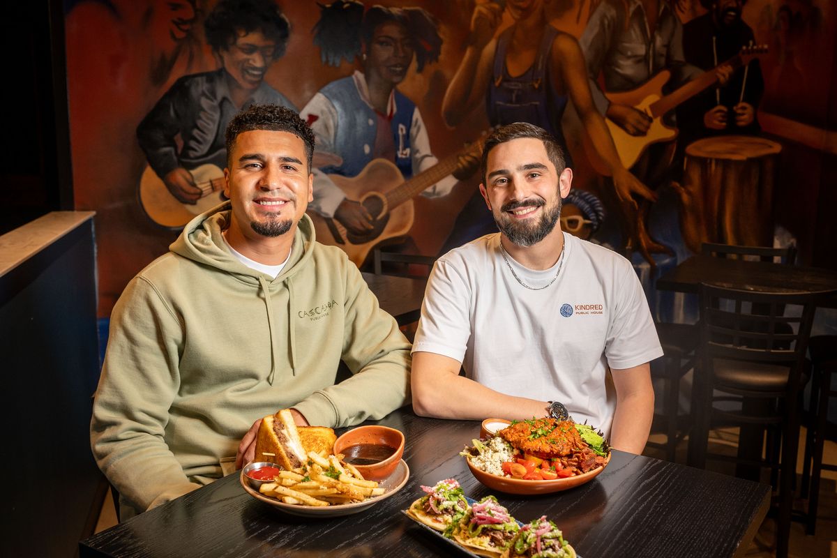 Cascadia owners Jordan Smith, left, and Rob Hatch opened the eagerly awaited Kindred Public House on North Monroe Street on Sept. 20. The menu features lots of cocktails, shareables, handhelds and salads with some faves from Cascadia getting their own twist. (COLIN MULVANY /THE SPOKESMAN-REVIEW)