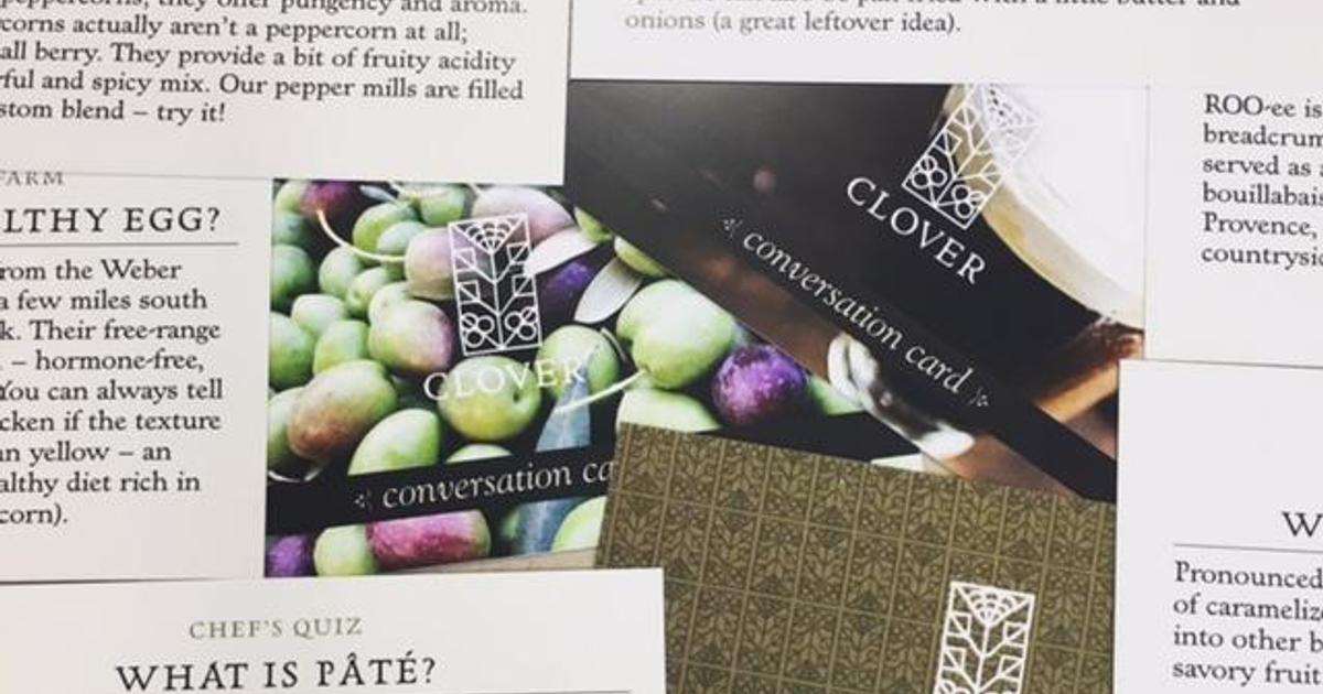 Culinary trivia: Clover’s new ‘conversation cards’ test customers ...