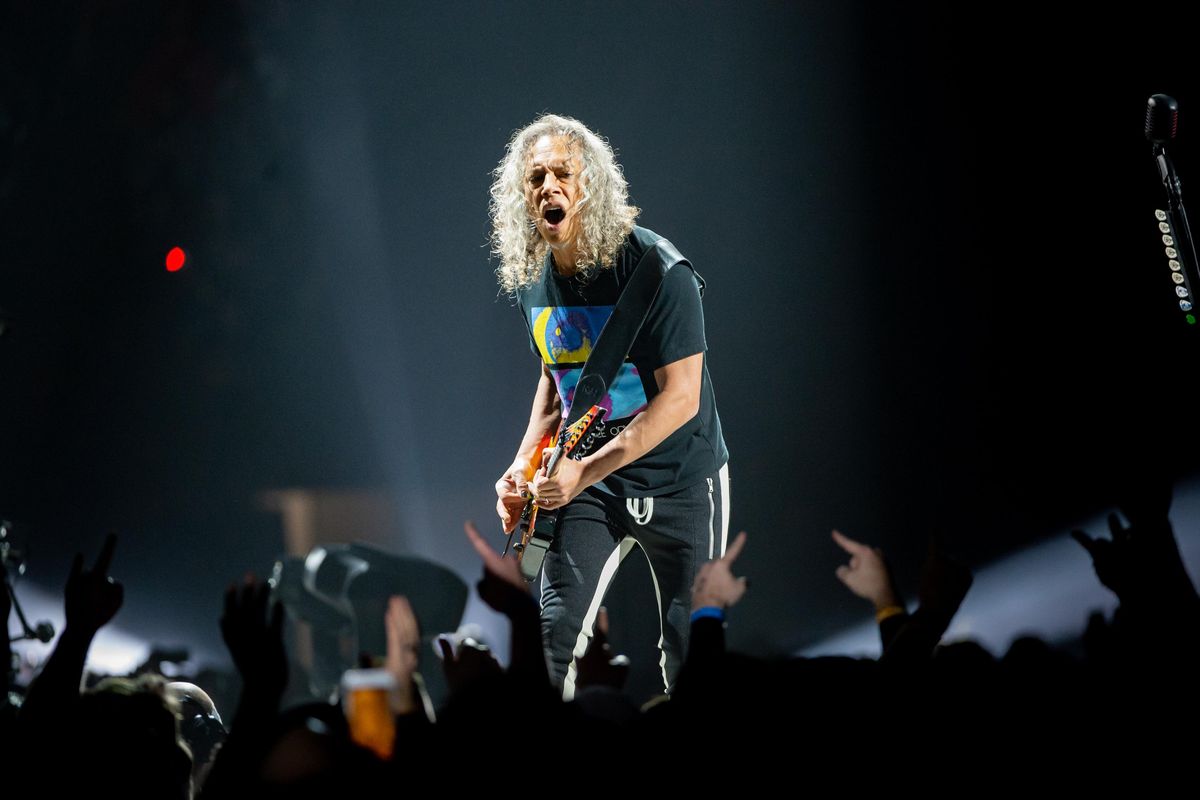 Lead guitarist Kirk Hammett of Metallica performs at the Spokane Arena on Sunday, Dec. 2, 2018. The four-piece heavy metal band came through Spokane for their “WorldWired” tour. (Libby Kamrowski / The Spokesman-Review)