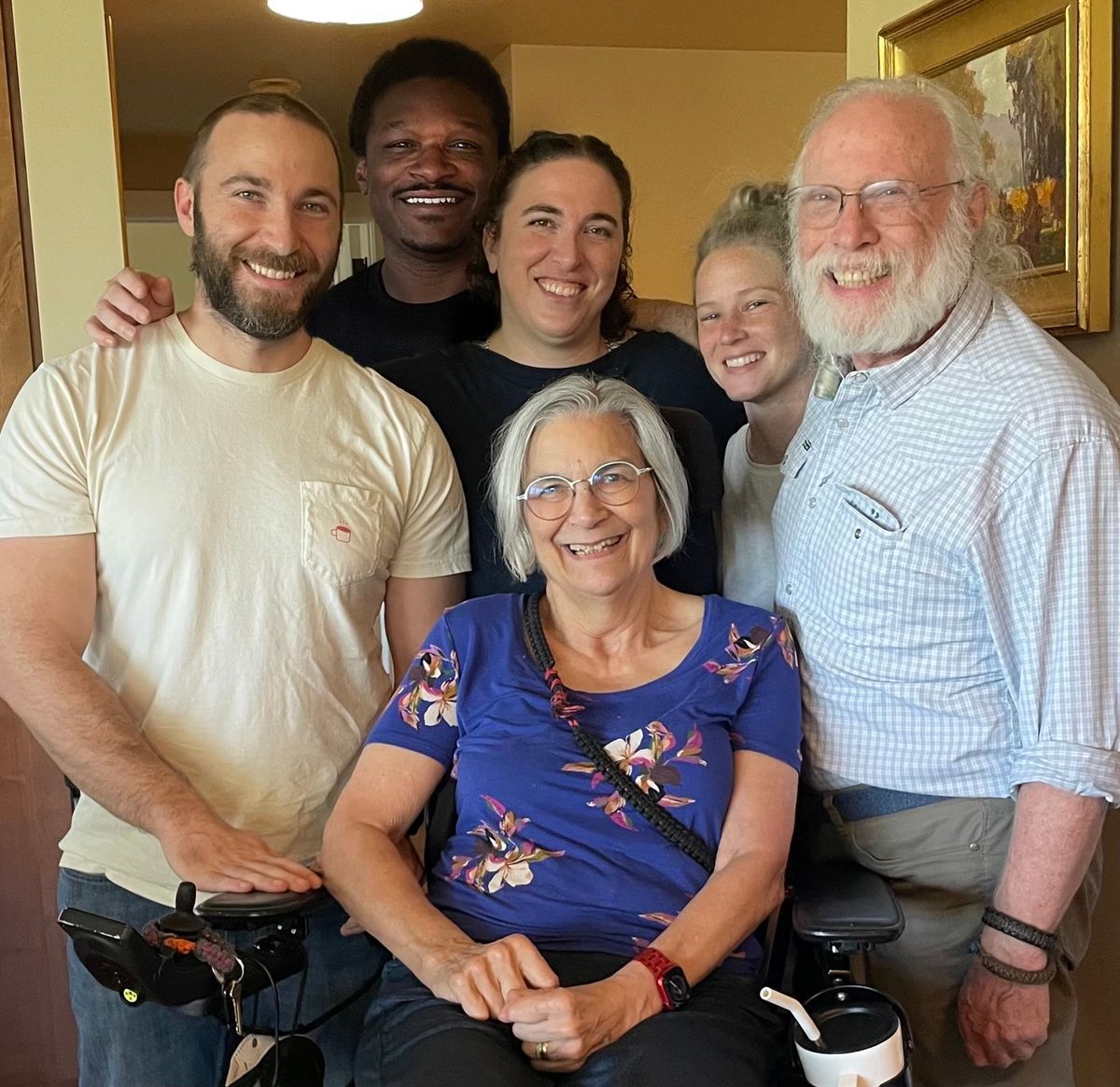 Dr. Stacie Bering, center, is surrounded by her immediate family at a gathering in early September. Bering died on Sept. 7 at her home due to multiple sclerosis. Her husband, Jeffry Finer, is at right.  (Courtesy of Jeffry Finer)