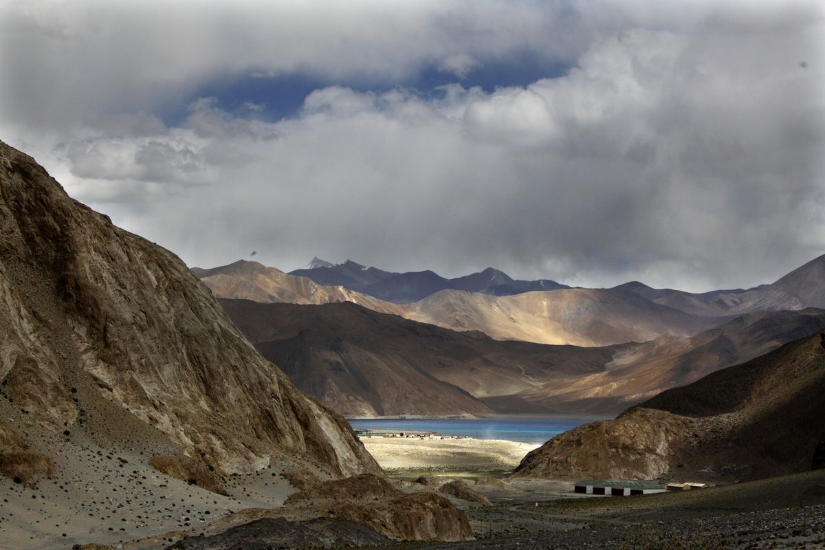FILE-In this Sept. 14, 2017, file photo, Pangong Tso lake is seen near the India China border in India