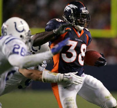 
Broncos running back Mike Anderson rushed for 159 yards against the Colts on Saturday.
 (Associated Press / The Spokesman-Review)
