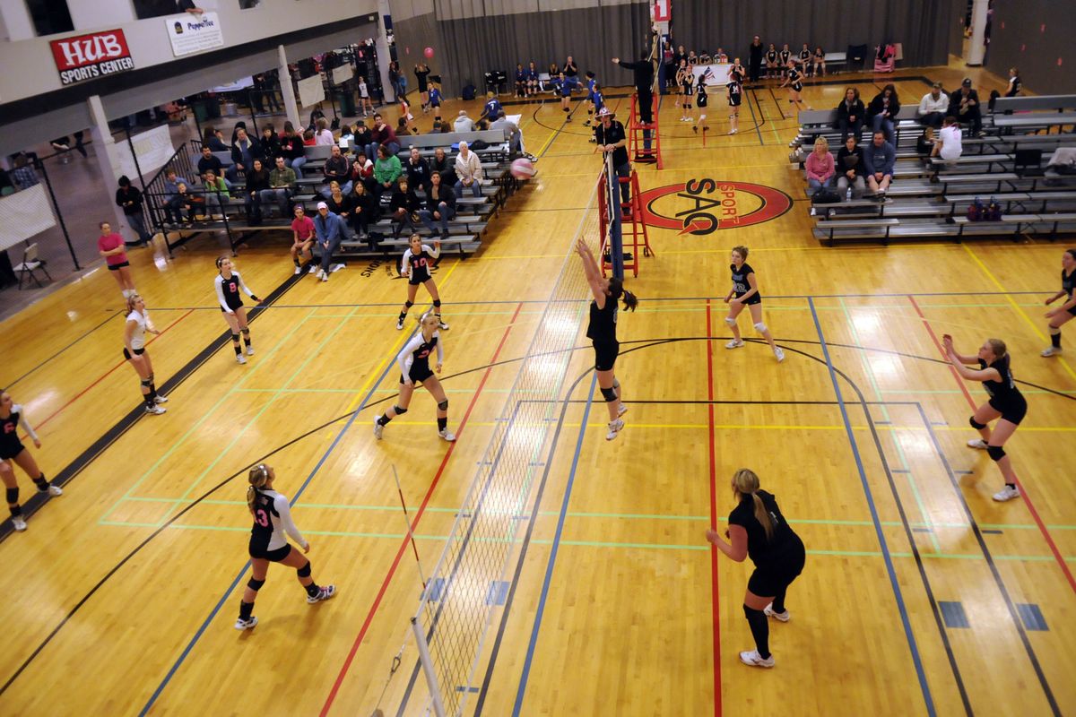 The HUB Sports Center hosted the Apex Awareness Volleyball Tournament for Kira’s Kloset, March 5 and 6, and 16 teams from throughout the Inland Northwest traveled to play. The facility has five full-size basketball courts that can be converted into 10 volleyball courts. (J. Bart Rayniak)