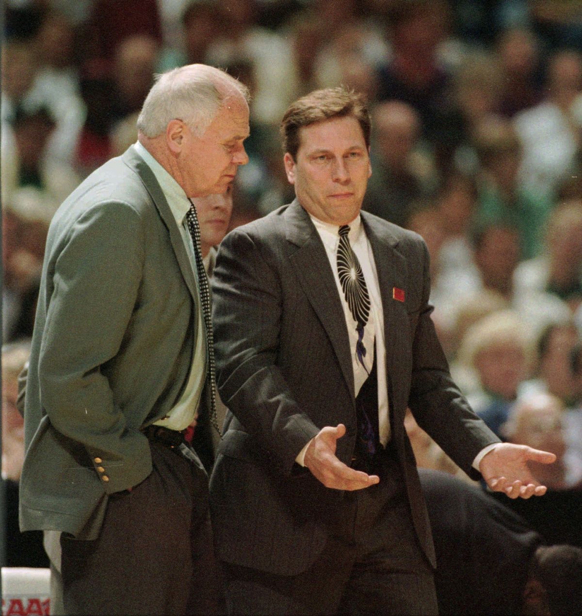 Jud Heathcote, left, was the boss at Michigan State, but Tom Izzo was the boss in waiting. (Associated Press)