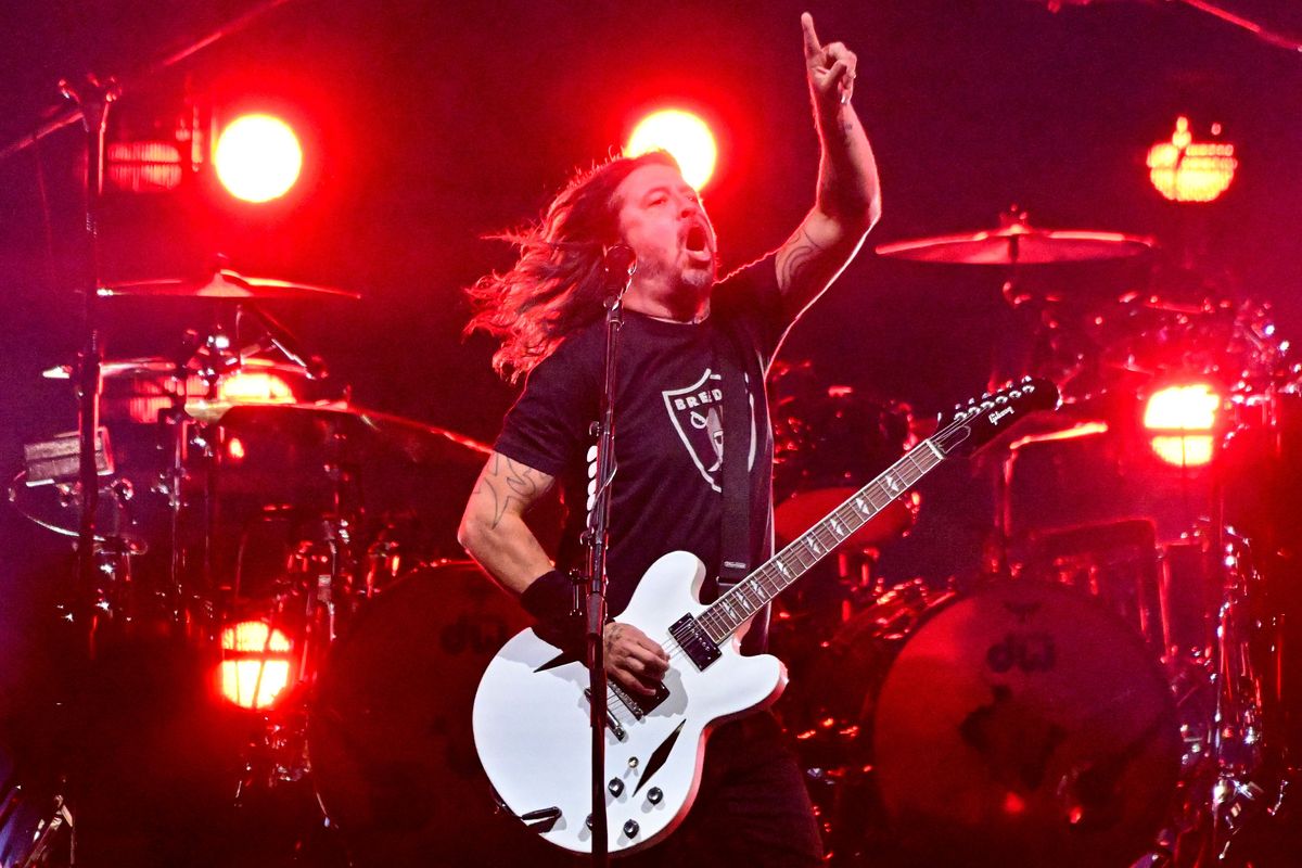 The Foo Fighters’ Dave Grohl performs on Friday, Aug. 4, 2023, at Spokane Arena in Spokane, Wash.  (Tyler Tjomsland/The Spokesman-Review)