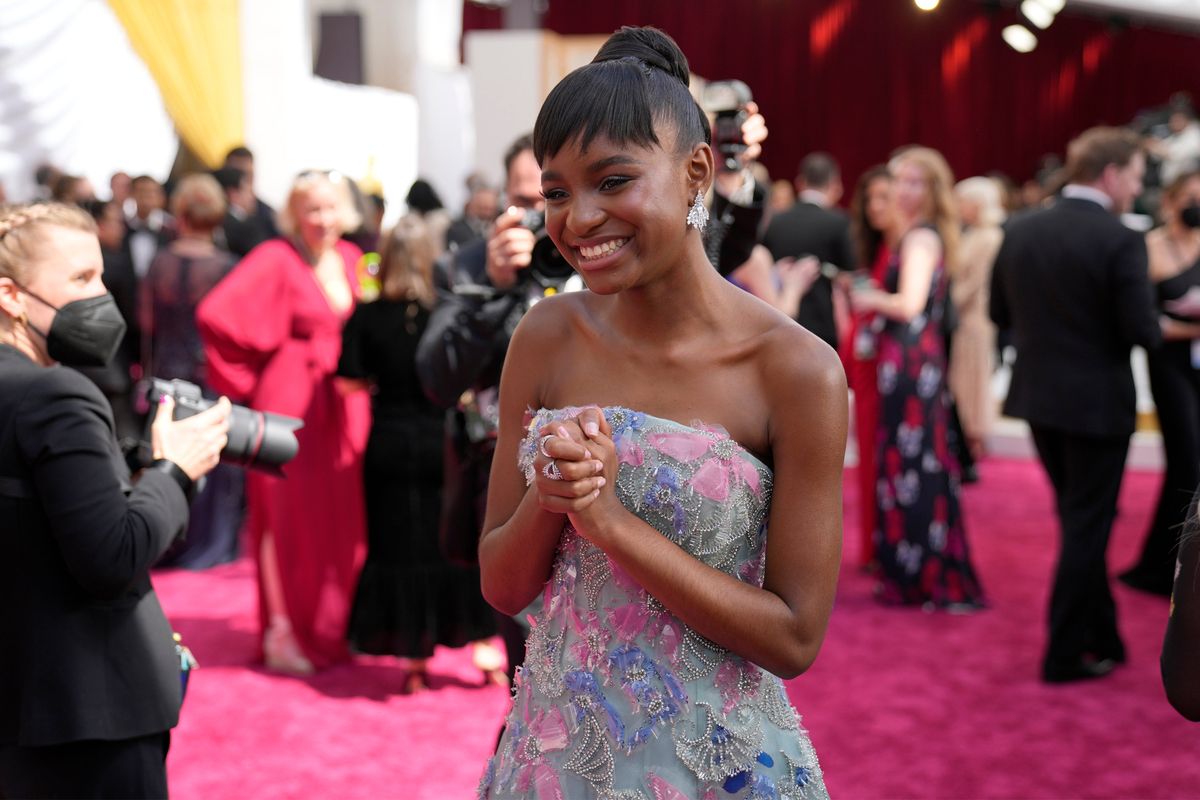 Saniyya Sidney arrives at the Oscars on Sunday at the Dolby Theatre in Los Angeles.  (John Locher)