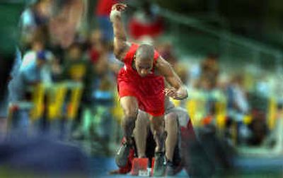 
Robert Davis of Ferris explodes out of the blocks in his heat of the 400 at the GSL track and field championships held at Mead Thursday. He won the heat and the final. Robert Davis of Ferris explodes out of the blocks in his heat of the 400 at the GSL track and field championships held at Mead Thursday. He won the heat and the final. 
 (Christopher Anderson/Christopher Anderson/ / The Spokesman-Review)