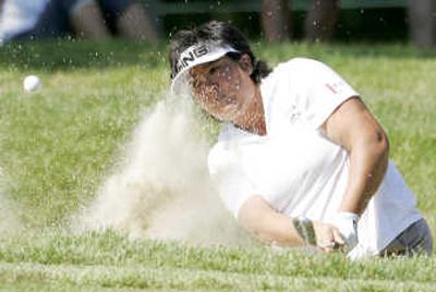 
Associated Press Pat Hurst hits out of bunker on the fourth hole during a first round that started rocky but ended well.
 (Associated Press / The Spokesman-Review)