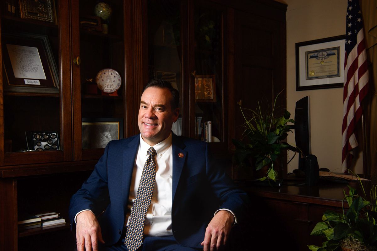 Congressman Russ Fulcher (R-ID) poses for a photo in his office on Thursday, January 16, 2020, on Capitol Hill, in Washington D.C.   (Tyler Tjomsland/THE SPOKESMAN-REVIEW)