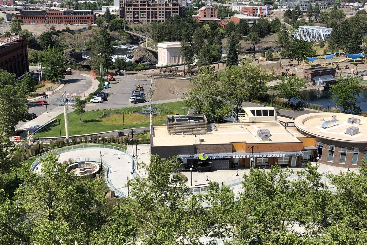 Present day: The west end of Riverfront Park, with amenities like the Numerica Skate Ribbon & Sky  (Jesse Tinsley / The Spokesman-Review)
