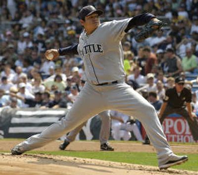 Mariners pitcher Felix Hernandez, in his start at Yankee Stadium, outdueled New York veteran Roger Clemens. Associated Press
 (Associated Press / The Spokesman-Review)