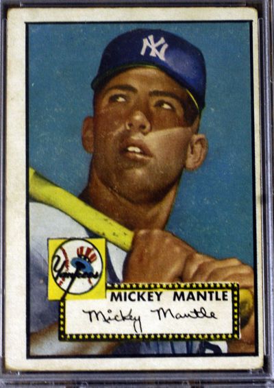 A 1952 Topps Mickey Mantle card like the one shown here sold Sunday for $12.6 million, the most ever paid in the sports memorabilia market.   (Tampa Bay Times/Zuma Press)