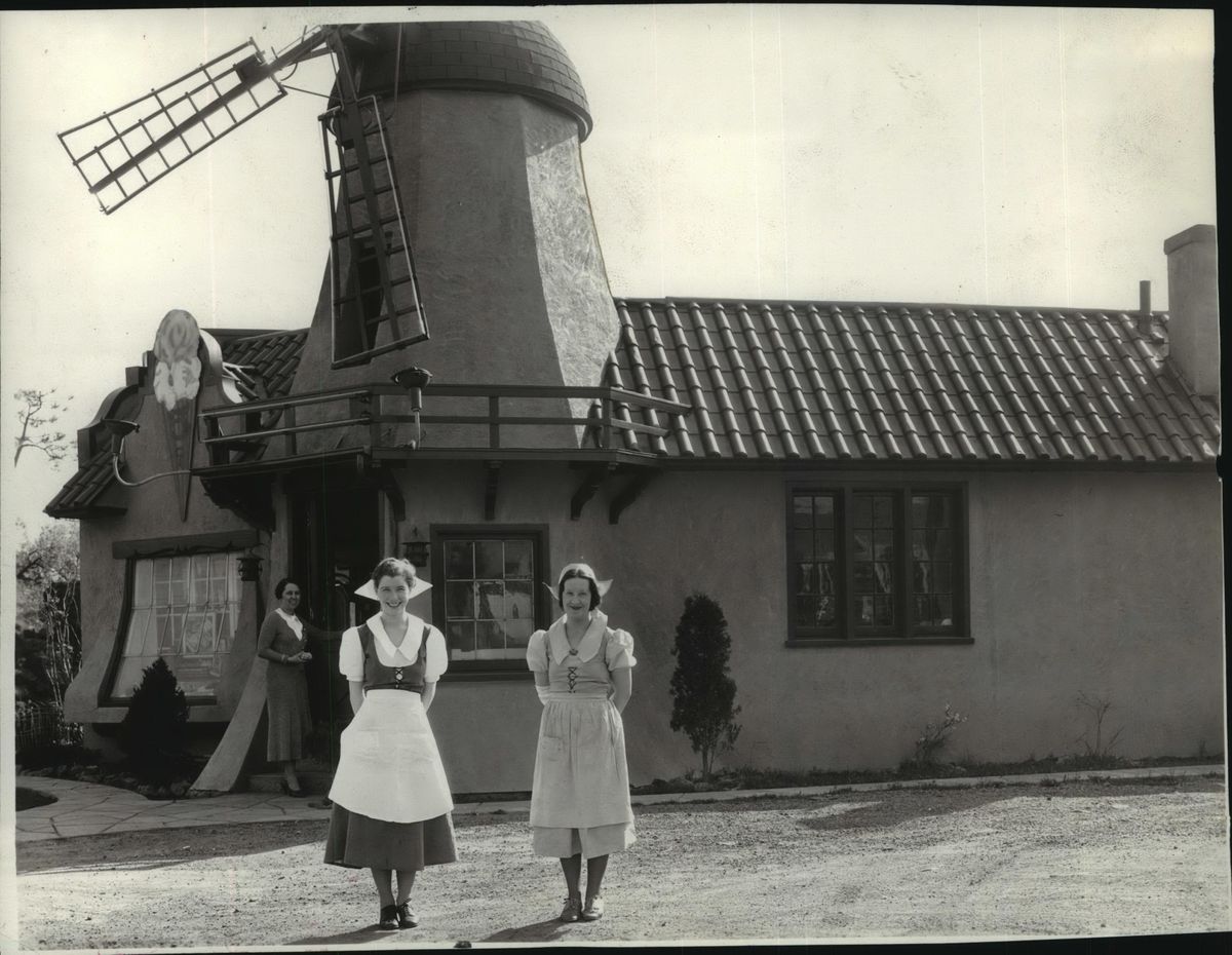 1934: This is one of several Naborhood Dutch Shop ice cream stores, exact location unknown, built in Spokane between 1929 and 1932. The Cambern brothers used the brand Dutch Maid (later Modern Maid) and windmill-shaped buildings. (Spokesman-Review Photo Archive / SR)