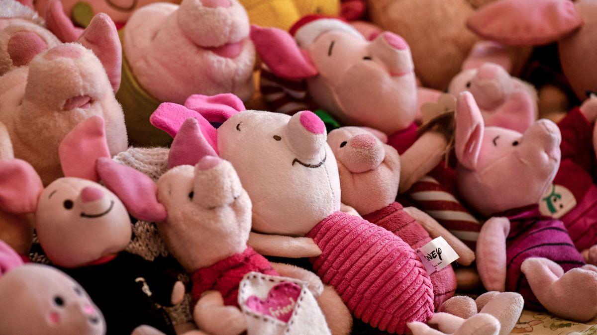 Ainsley Ness’ collection of Piglet’s is photographed at her home in Liberty Lake on June 18. She is a huge fan of Piglet from “Winnie the Pooh.” (KATHY PLONKA/The Spokesman-Review)