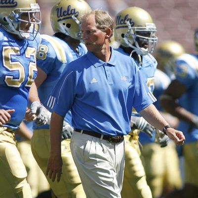 Rick Neuheisel’s Bruins have struggled since winning their opener.  (Associated Press / The Spokesman-Review)