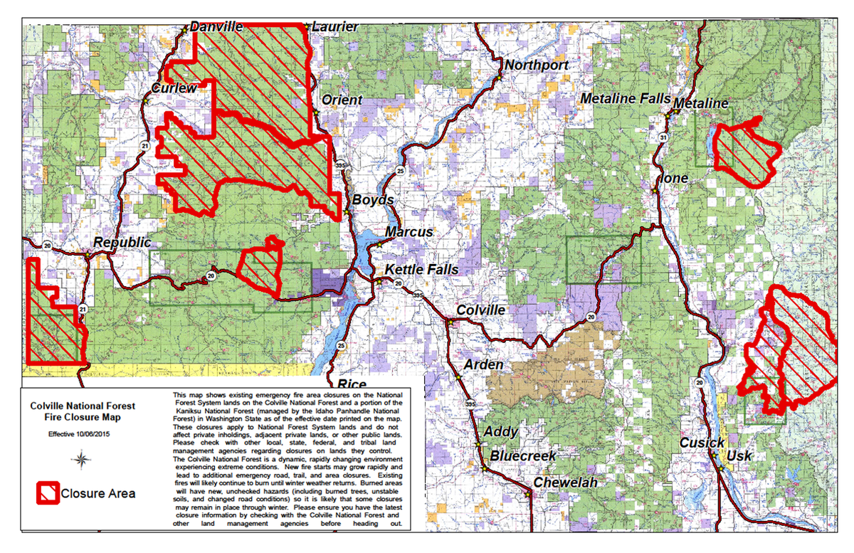 Colville National Forest Map Mushroomers' Appeal Prompts Colville Forest To Rescind Some Fire Closures |  The Spokesman-Review