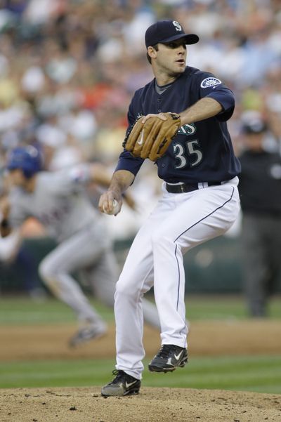 The M’s want Brandon Morrow to develop some off-speed pitches.  (Associated Press / The Spokesman-Review)