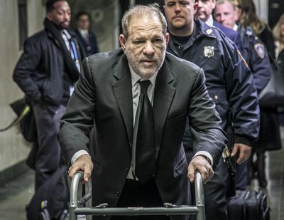 Harvey Weinstein leaves a Manhattan courthouse after a second day of jury selection for his trial on rape and sexual assault charges, Thursday, Jan. 16, 2020, in New York. (Bebeto Matthews / Associated Press)