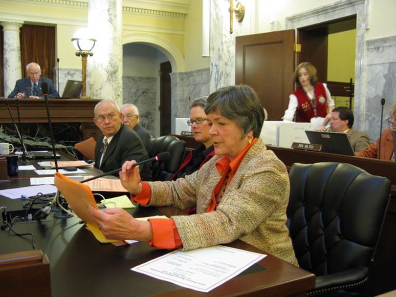 Rep. Shirley Ringo, D-Moscow, makes the motion to fund the next stage of the Idaho Education Network, a controversial statewide broadband network to link Idaho schools that's been embroiled in a lawsuit over the contract award to Qwest. (Betsy Russell)