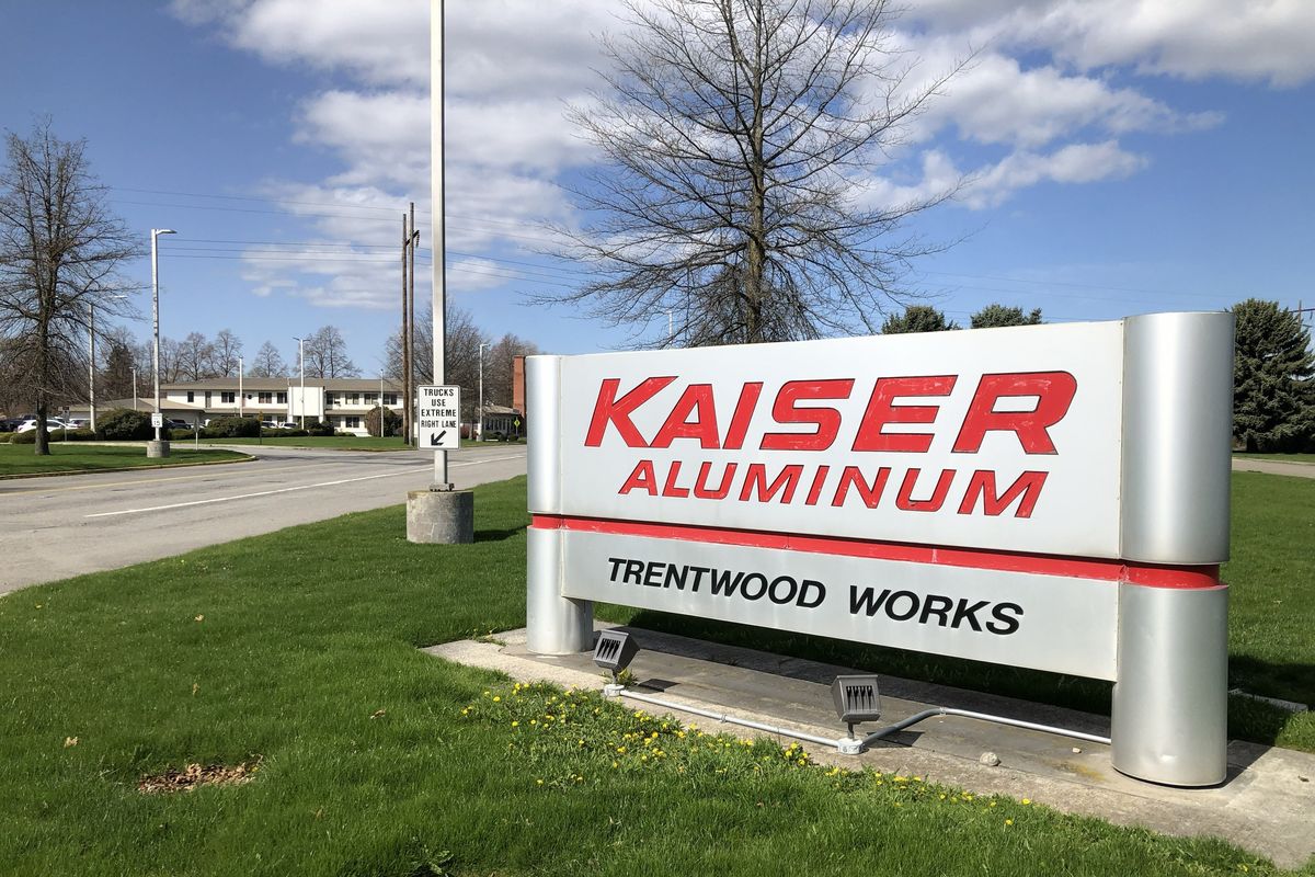 The entrance to Kaiser Aluminum’s Trentwood Rolling Mill is shown in Spokane Valley. The plant was built in 1942 by the U.S. government to supply the war effort. (Thomas Clouse/The Spokesman-Review)