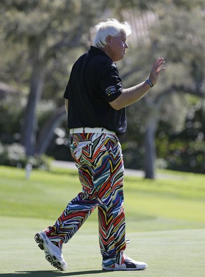 John Daly sits one stroke off the lead after shooting a 65 Thursday at the Pebble Beach Pro-Am. (Associated Press)