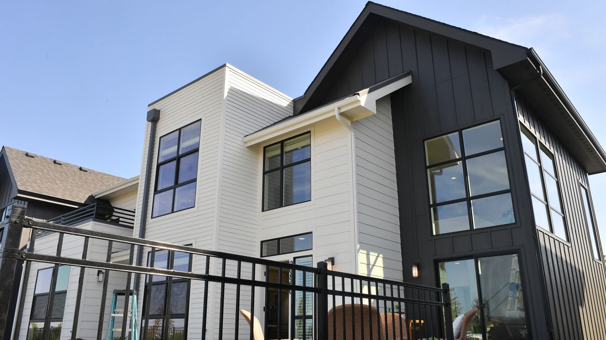 A contemporary townhome in Liberty Lake’s River District, built by Greenstone Homes, will be among several properties featured this year in the Spokane Home Builders Association’s annual Fall Festival of Homes.  (Tyler Tjomsland/The Spokesman-Review)