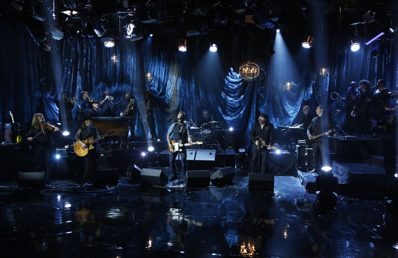 In this photo provided by NBC, Bruce Springsteen and the E Street Band perform during 