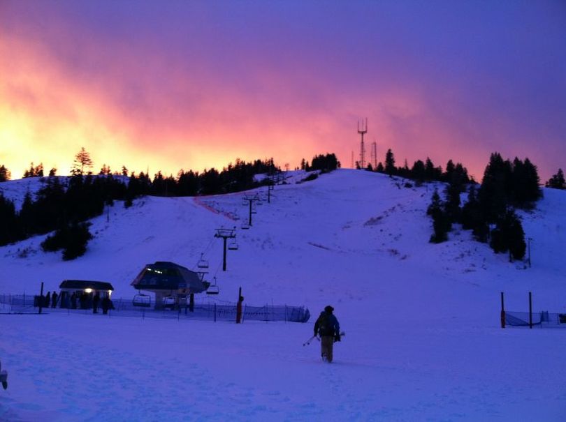 Sunrise at Bogus Basin ski resort on opening day, Friday, Dec. 21 (Betsy Russell)