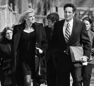 
Anna Nicole Smith and her lawyer Howard K. Stern leave the U.S. Supreme Court in Washington in February 2006. Smith, 39,  died Thursday after collapsing at a South Florida hotel. 
 (File Associated Press / The Spokesman-Review)