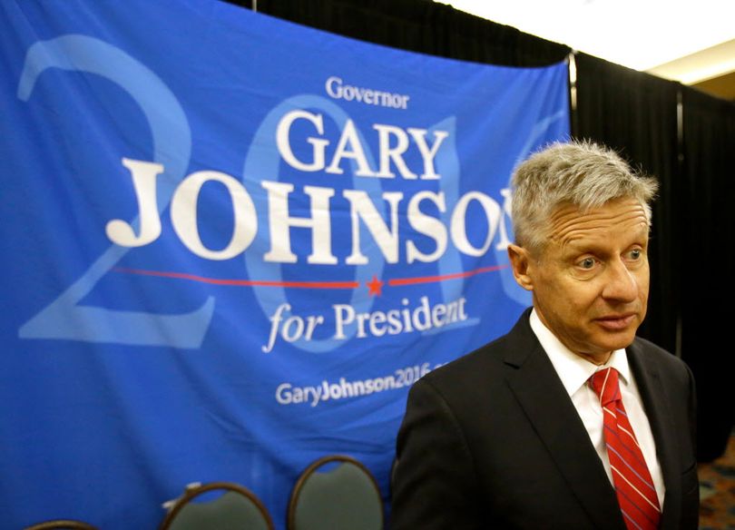 In a Friday, May 27, 2016, file photo, Libertarian presidential candidate Gary Johnson speaks to supporters and delegates at the National Libertarian Party Convention, in Orlando, Fla. Omn Sunday, May 29, 2016, The Libertarian Party again nominated former New Mexico Gov. Johnson as its presidential candidate, believing he can challenge presumptive Republican nominee Donald Trump and Democratic front-runner Hillary Clinton because of their poor showing in popularity polls. (AP Photo/John Raoux, File)