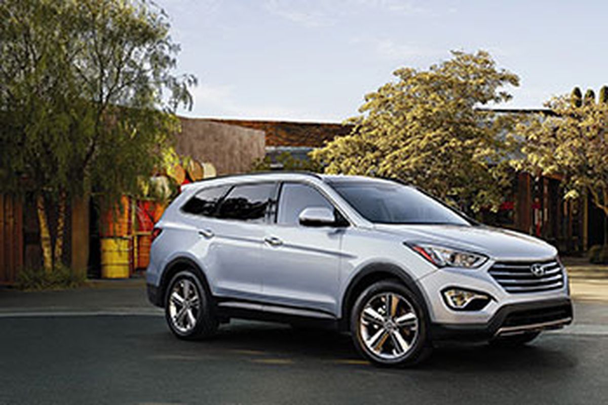 Updates to the three-row crossover’s steering and suspension systems are reported. The standard-features list grows to include daytime running lights, a driver-side blind-spot mirror and a one-touch up/down passenger window. (Hyundai)