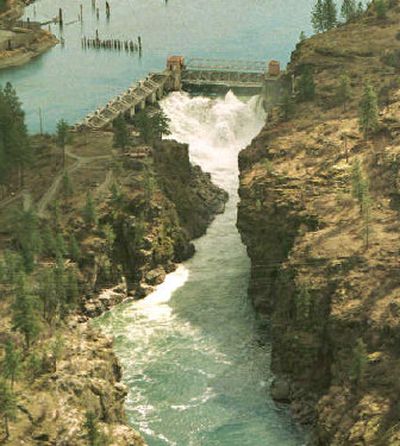
An aerial view of the Post Falls Dam from February 1999. 
 (File/ / The Spokesman-Review)